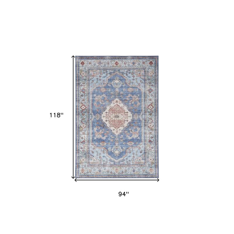 Distressed Floral Traditional Non Skid Stain Resistant Low Pile Area Rug - 118' X '94' X '0.25