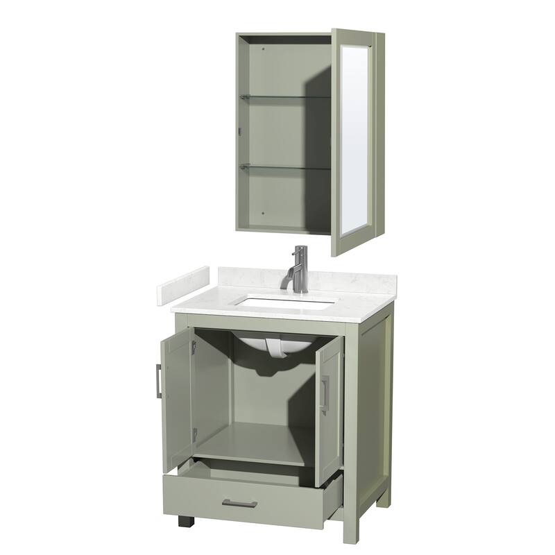 Wyndham Collection Sheffield 30" Single Bathroom Vanity, Carrara