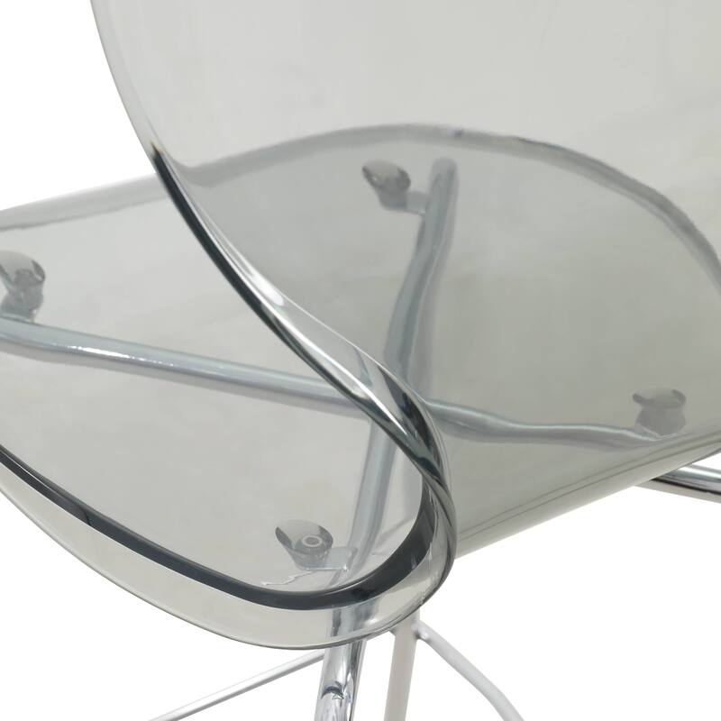 Acrylic Barstool with Steel Frame in Chrome Finish Oyster Series Set of 2