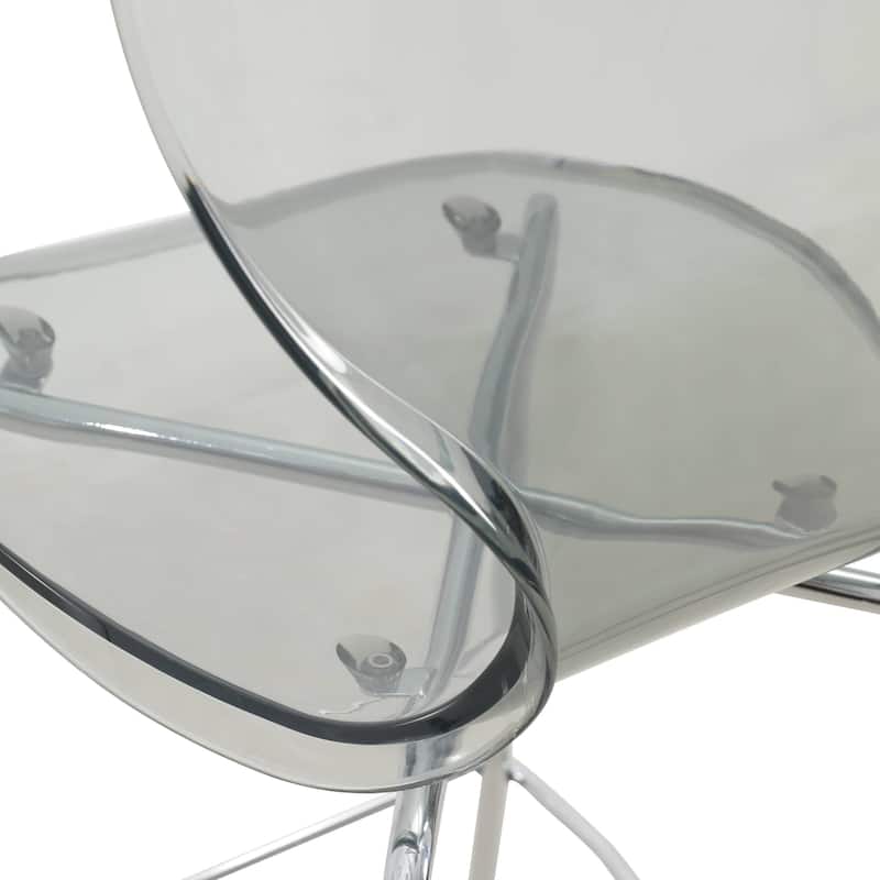 30 in. Seat Height Acrylic Plastic Barstool in Chrome Steel Frame Armless with Footrest