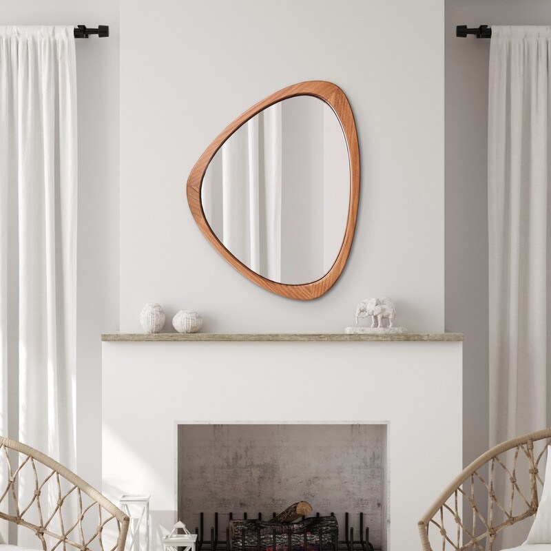 Pine Wooden Frame Asymmetrical Cobblestone Shaped Wall Mirror On Sale  Bed Bath  Beyond 32750596