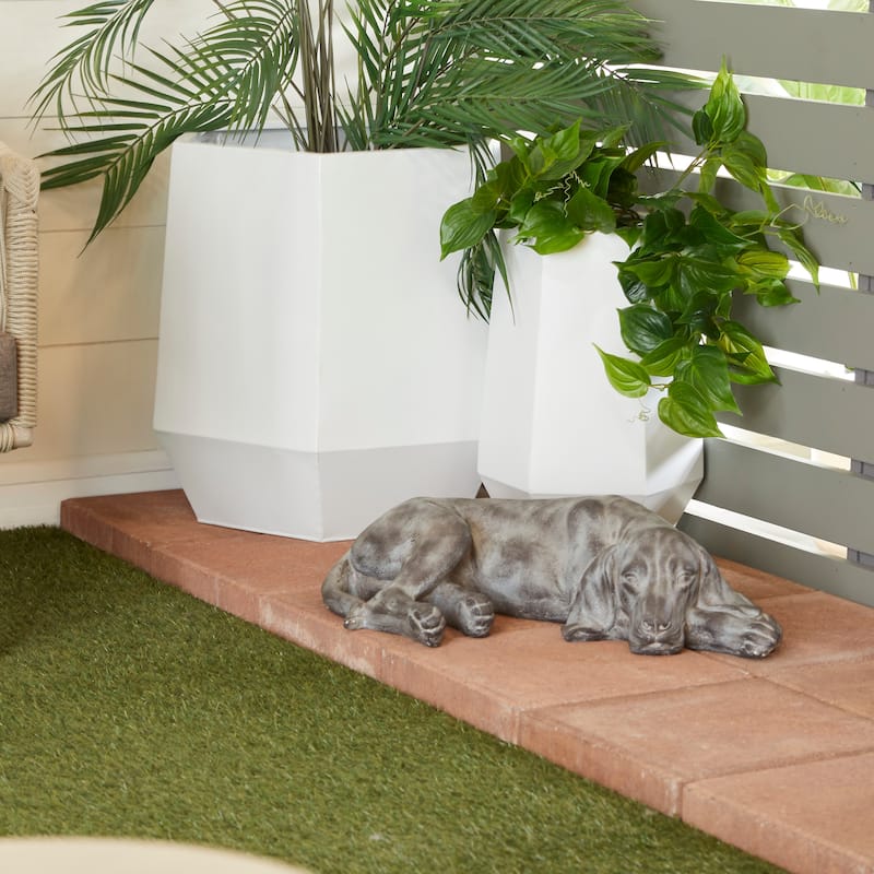 Magnesium Oxide Indoor Outdoor Dog Garden Sculpture - Grey or Dark Grey - 23 x 13 x 6