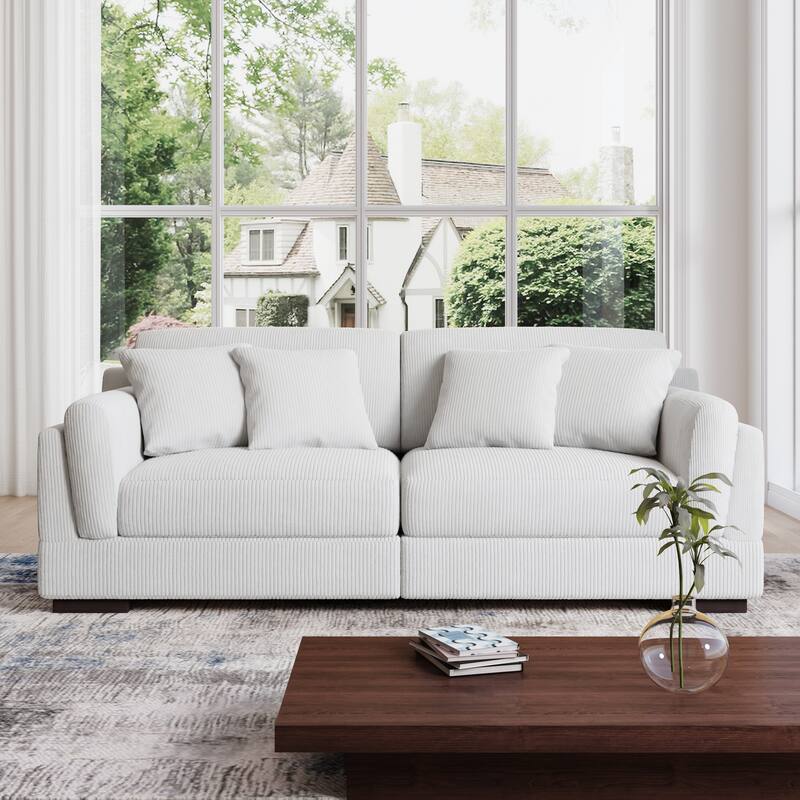 90" Corduroy Modular Sofa Reclining Sectional