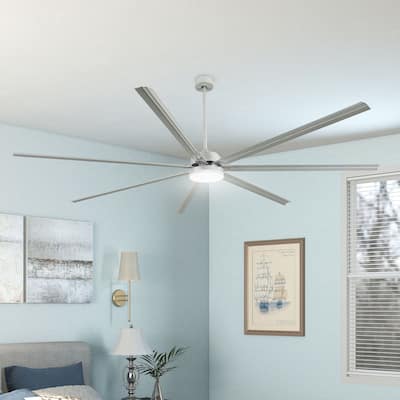 96 Inch Industrial Ceiling Fan with Light 7 Aluminum Blades and 6 Speed Remote Black