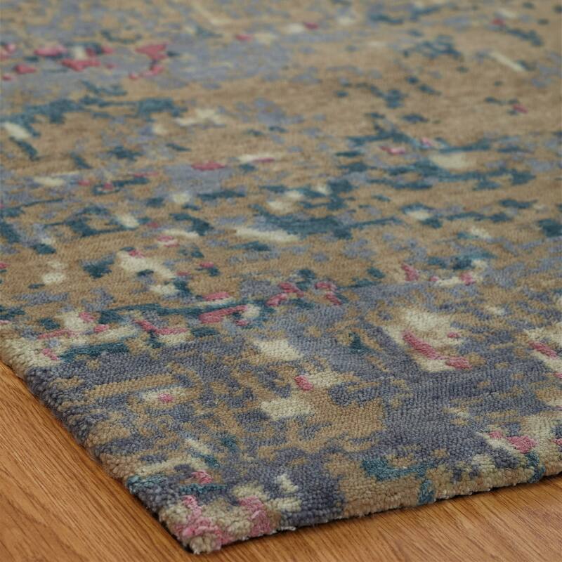 Transitional Multi-Colored Hand-Knotted Wool/Natural Silk Area Rug