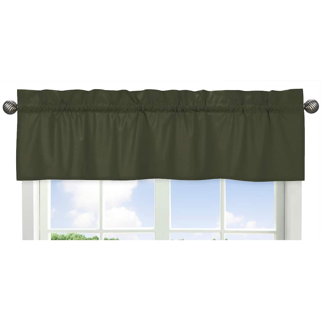 Dark Green Window Curtain Valance for Woodland Camo Collecton - Solid Color Hunter Forest Olive for Rustic Deer