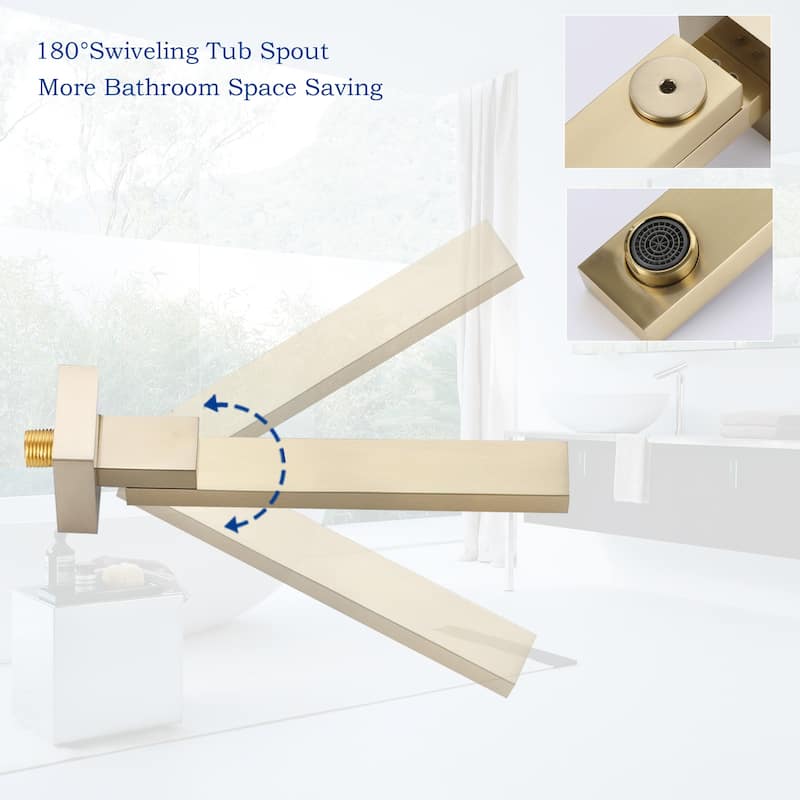 Modland Luxury Wall Mounted Bathtub Faucet With High-pressure Handheld Shower and Tub Spout