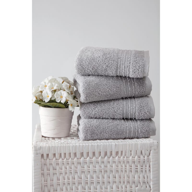 Ozan Premium Home 100% Genuine Turkish Cotton Cascade Hand Towel(Set of 4) - Light Grey