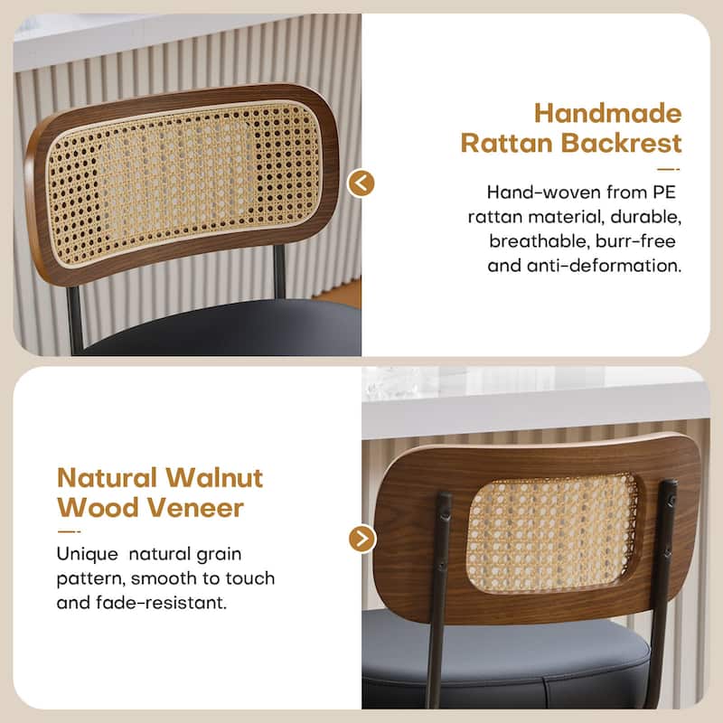 Adjustable Height Swivel Bar Stools with Back and Footrest - 17.7"W x 15.75"D x 35"-42.9"H