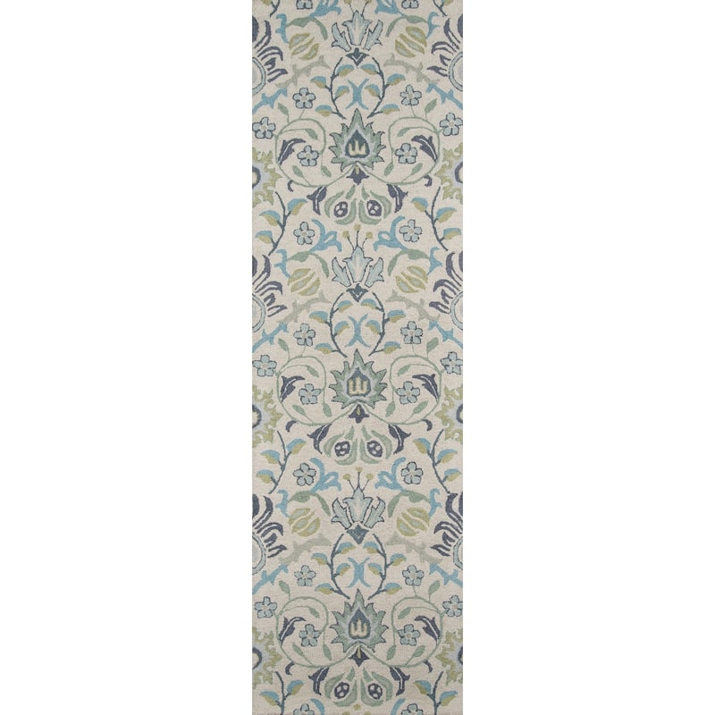 Momeni Newport Hand Tufted Wool Floral Area Rug - 2' 3" x 8' - Blue - Runner/Rectangle