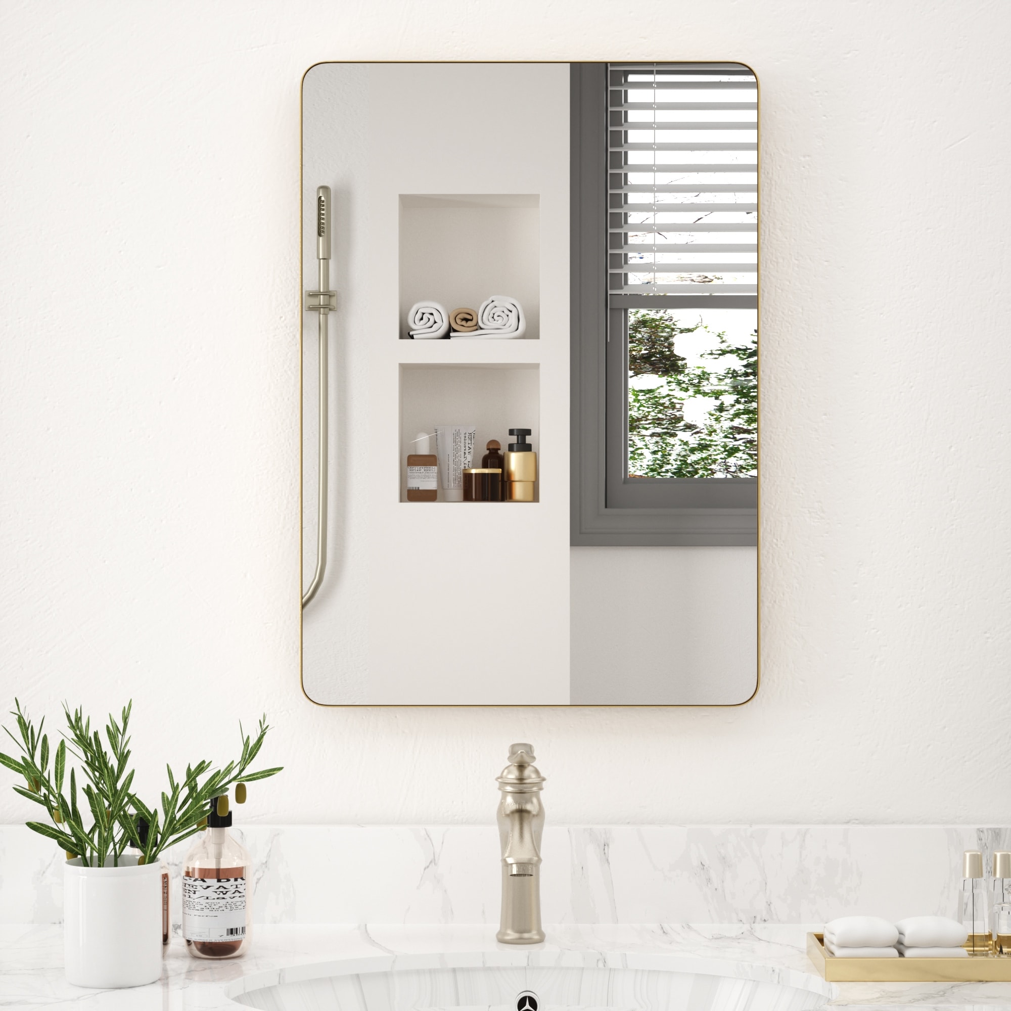 Modern Metal Frame Bathroom Vanity Wall Mirror