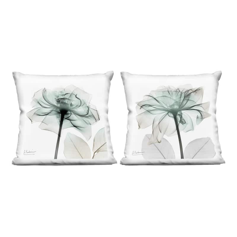 Stupell Serene Emerald Rose Decorative Printed Throw Pillow Design by Albert Koetsier (Set of 2) - Pillow Sets - Polyester - White - Set of 2