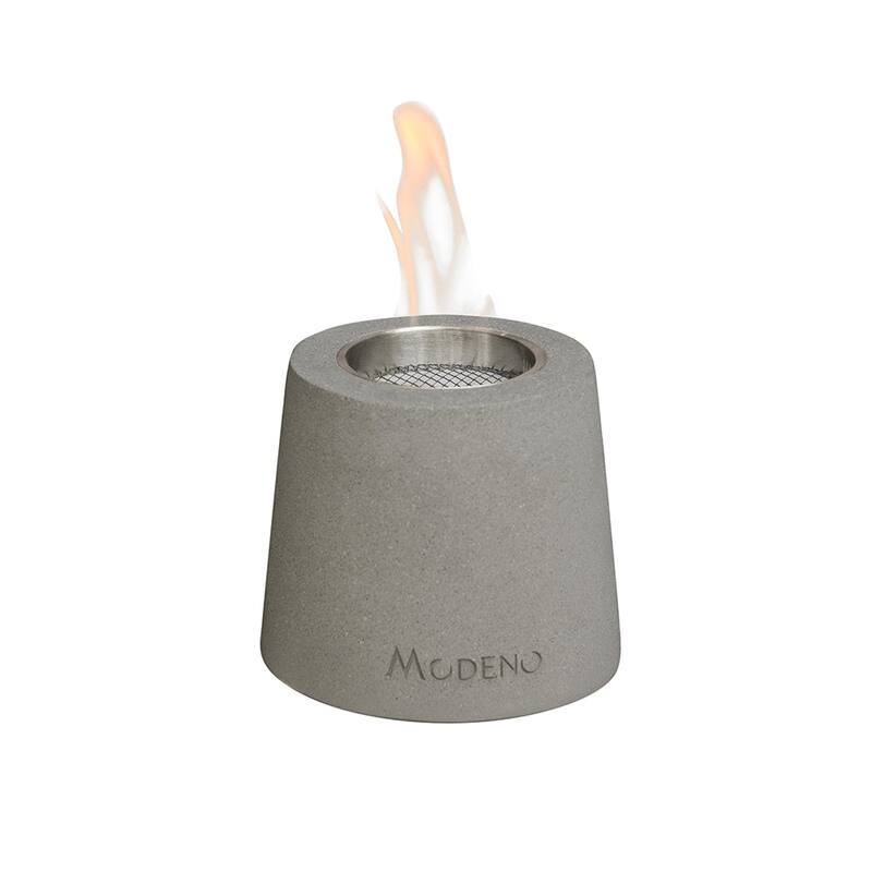 Envelor Indoor Outdoor Concrete Bioethanol Tabletop Fireplace Table Top Firepit Outdoor Patio Fire Place - 6.3 x 6.3 x 5.3-in - Light Grey