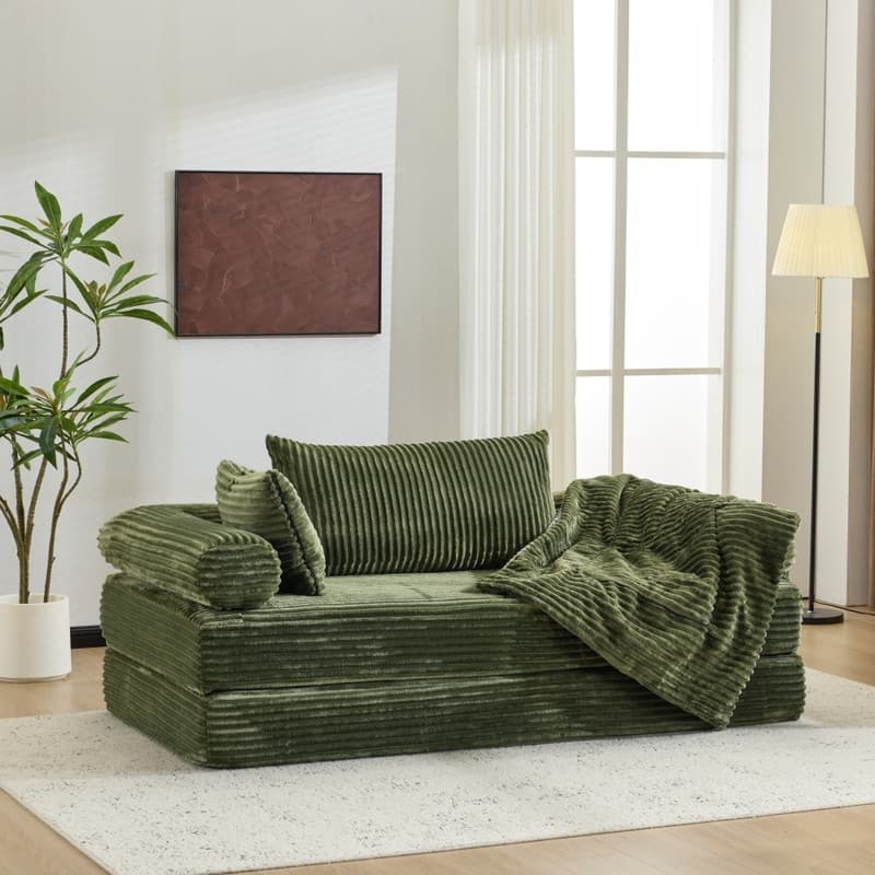 Modern King Size Convertible Sleeper Sofa Stackable Corduroy Sofa Bed
