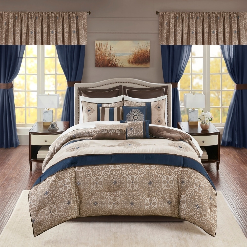 Madison Park Essentials Delaney Jacquard Embroidered Pieced 24 Piece Room in a Bag
