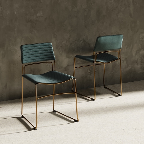 Modrest Swain Modern Green Fabric & Gold Dining Chair (Set of 2). Opens flyout.