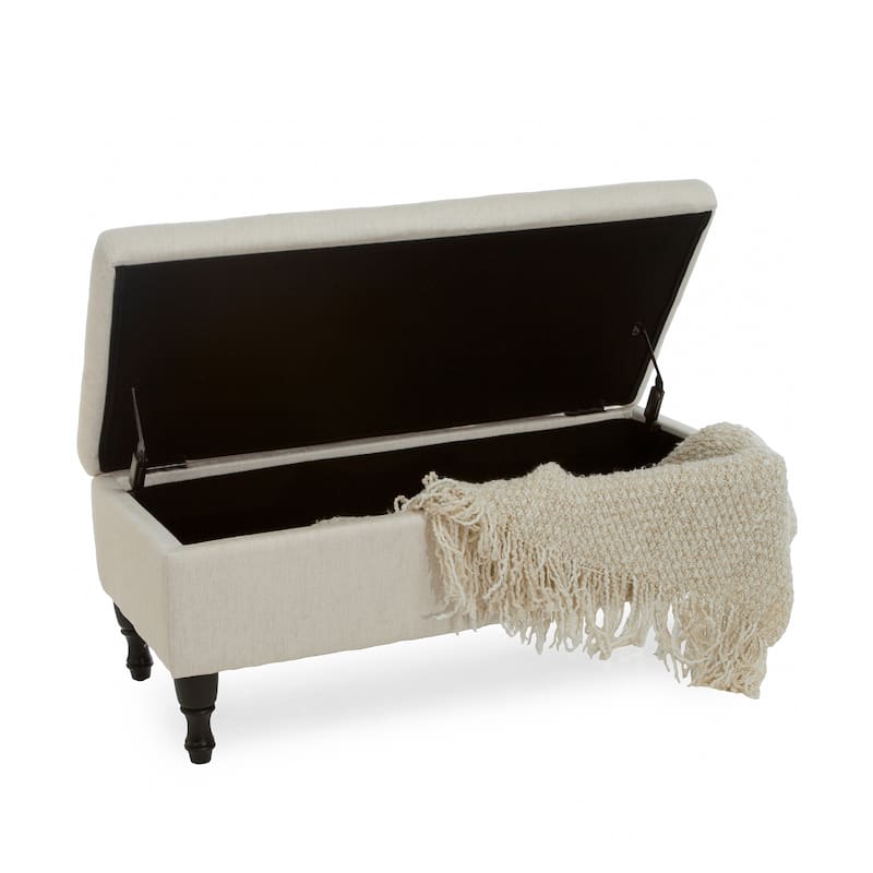 End of Bed Storage Bench Ottoman with Solid Wood legs