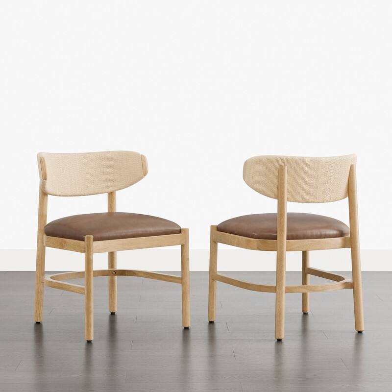 Spruce & Spring Modern Dining Chair with Handwoven Rope Back