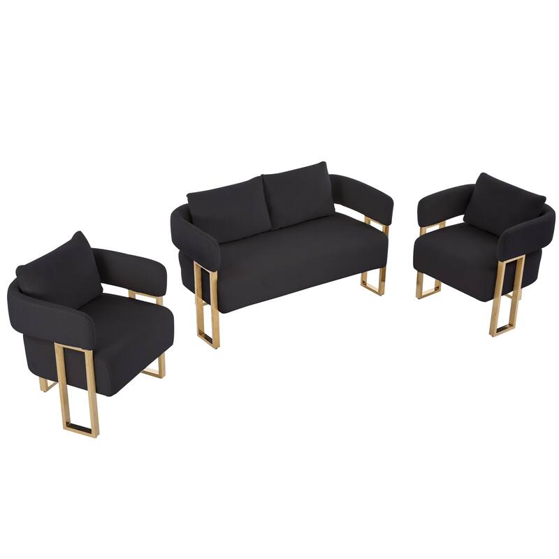 Modern decorative chair, living room side chair with gold metal legs, no wheels, suitable for dressing area