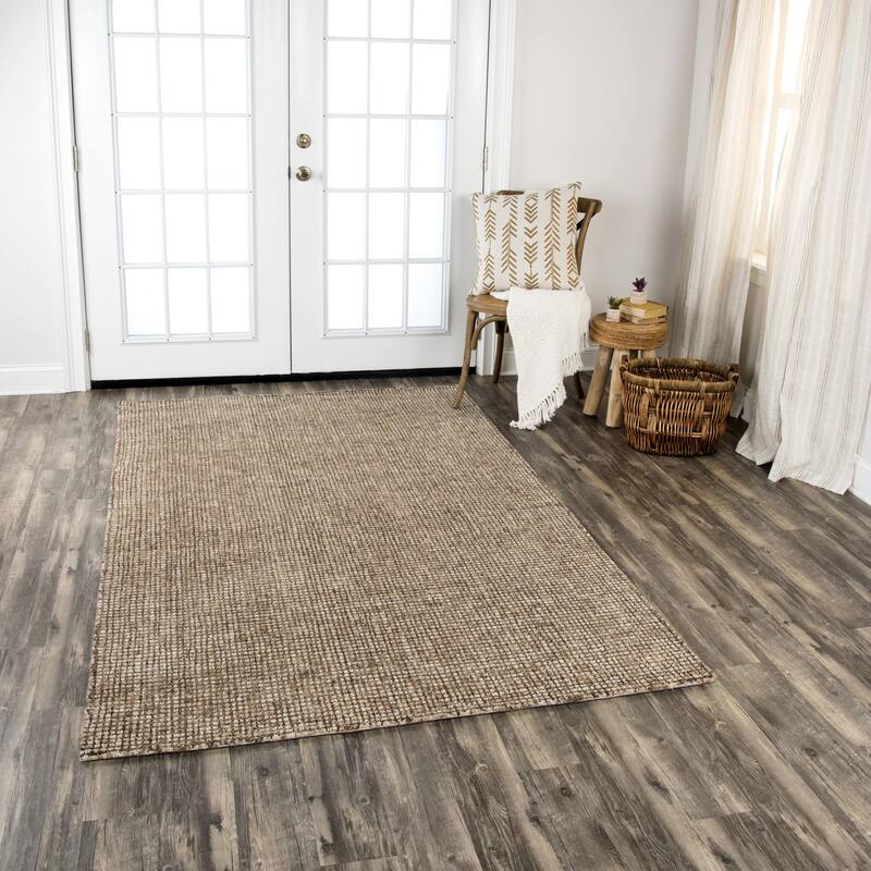 Alora Decor Storm Beige and Brown Hand-tufted Geometric Wool Rug - 5' x 8' - Brown