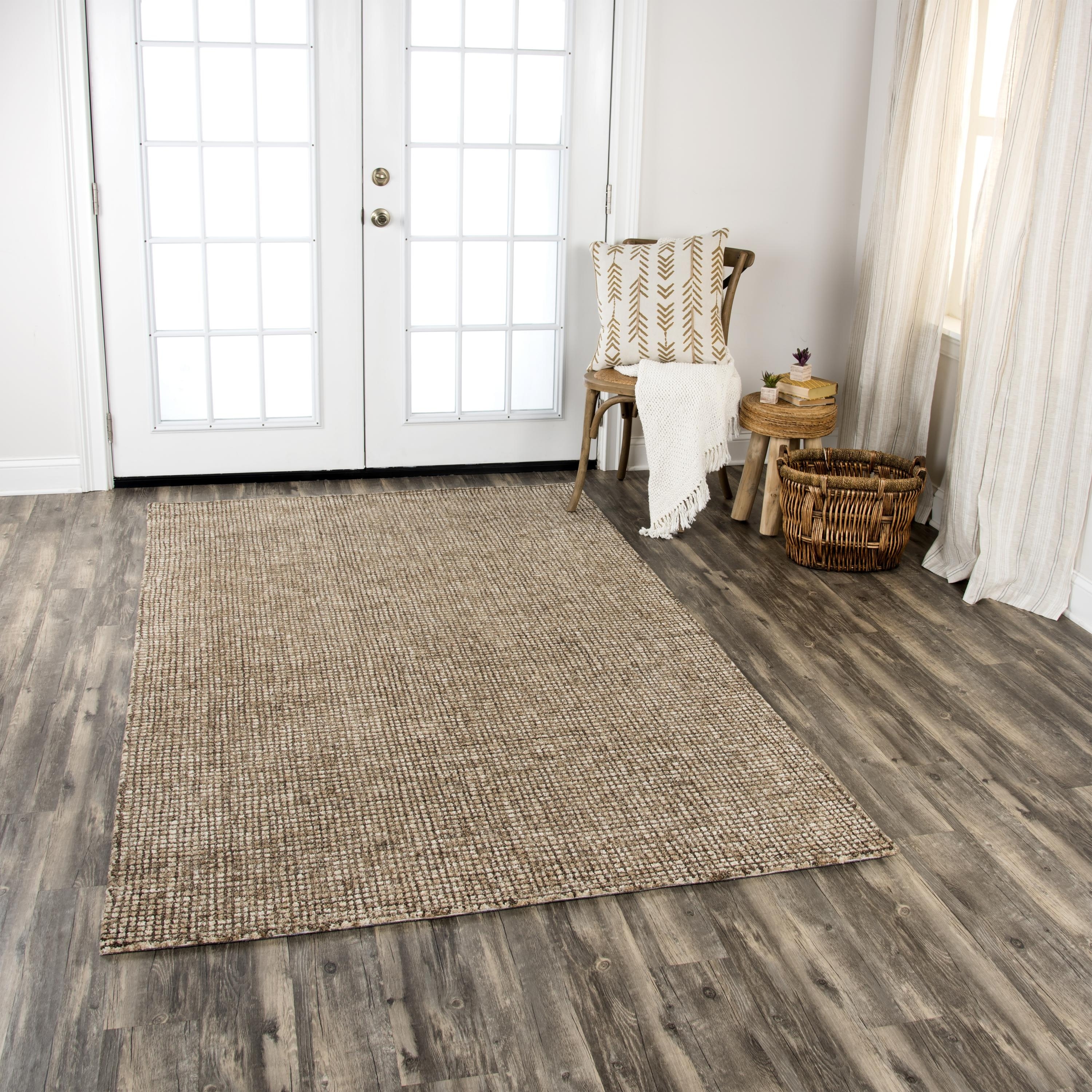 Alora Decor Storm Beige and Brown Hand-tufted Geometric Wool Rug