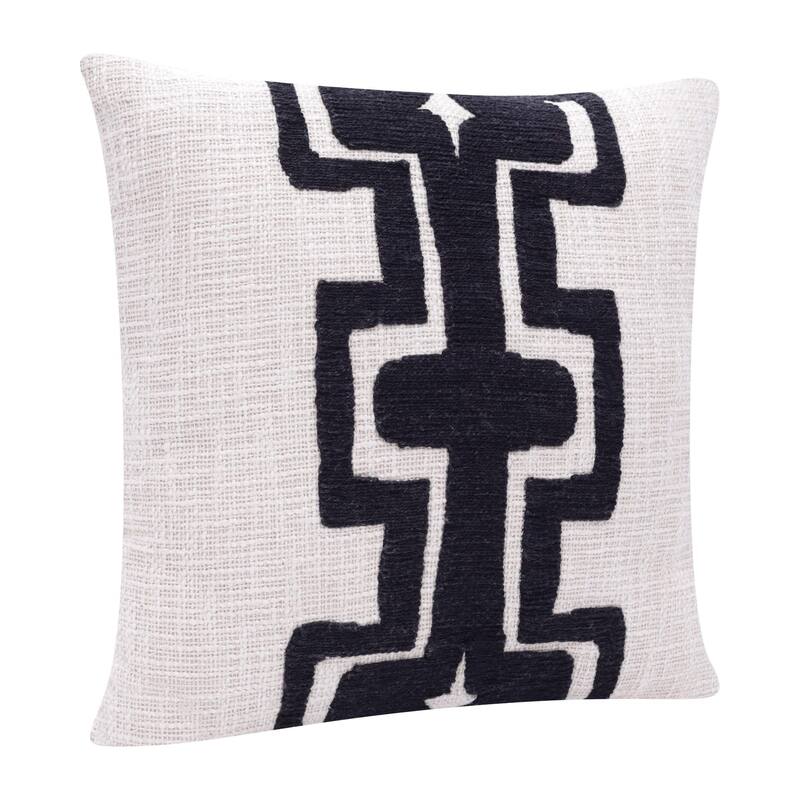 Handmade Geometric Square Throw Pillow - 24" - Black and White
