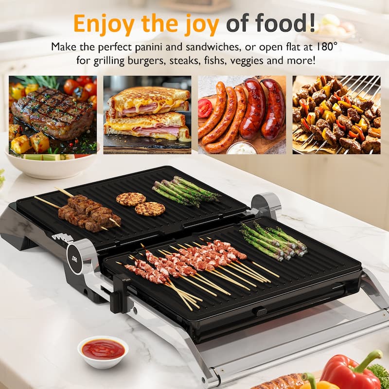 Indoor Grill & Griddle with Preset Menu, 1600W - N/A