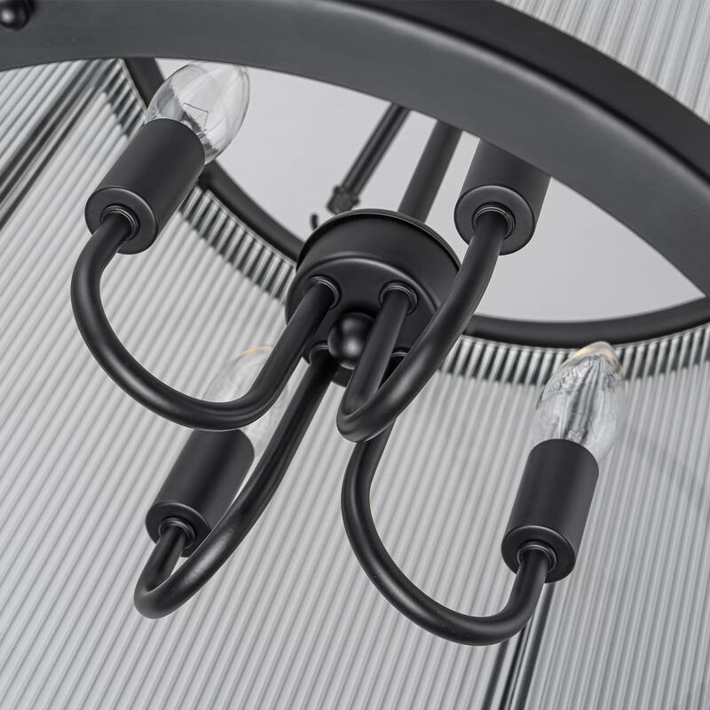 4 - Light Farmhouse Lantern Glass Drum Chandelier for Entryway