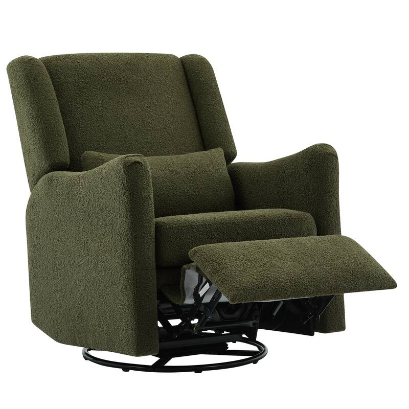 Seaweed Green Wingback Recliner Chair with Adjustable Backrest & Footrest, 360 Swivel Arm Chair Lounge Chair Accent Chair