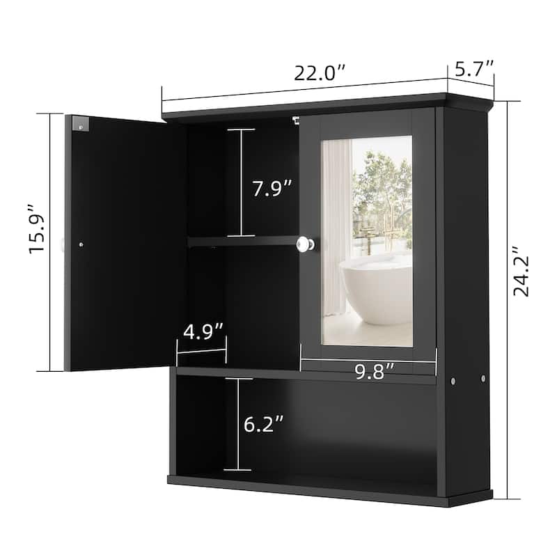 Futzca Bathroom Cabinet Wall Mounted, Storage Cabinet with Doors and Mirror