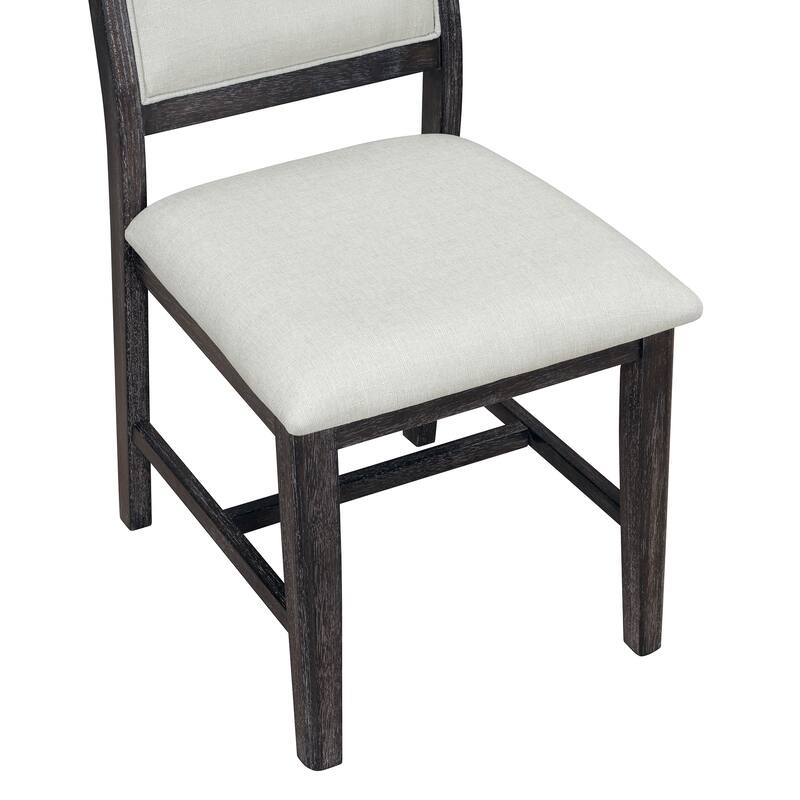 GDFStudio - 7-Piece Rectangular Wood Dining Table Set with 6 Upholstered Chairs