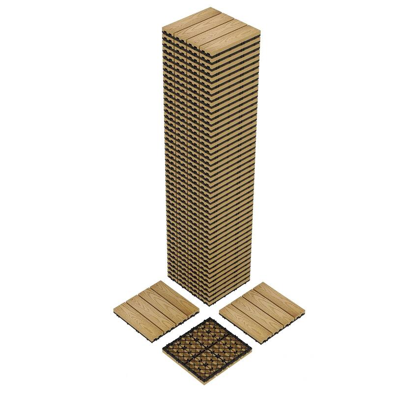 Interlinked-Style Composite Deck Tiles 12"x12" - Wood - 48pcs