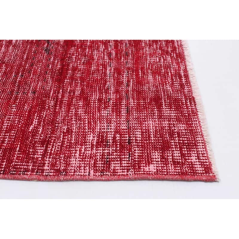 ECARPETGALLERY Hand-knotted Color Transition Dark Red Wool Rug - 6'9 x 8'2