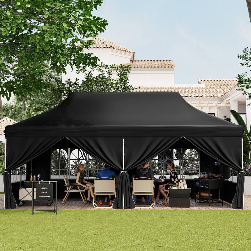 10x20 Pop Up Canopy Tent with 6 Sidewalls and Carry Bag Outdoor Use
