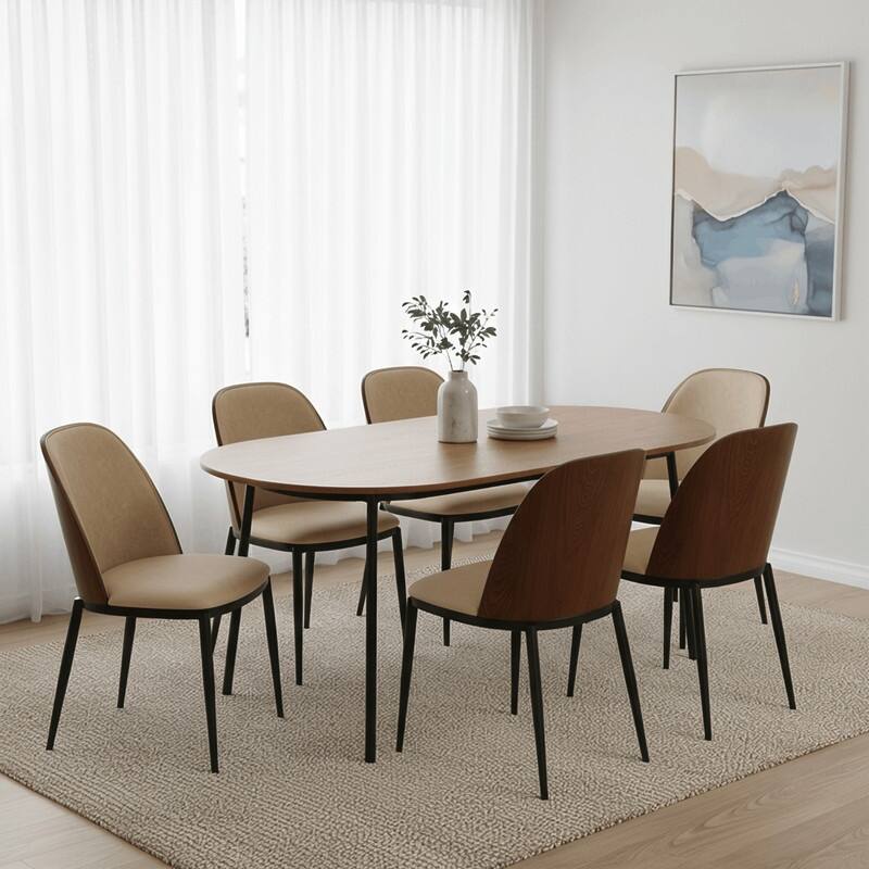 Dining Chair with Upholstered Seat Side Chair with MDF Wood Frame in Steel Set of 4