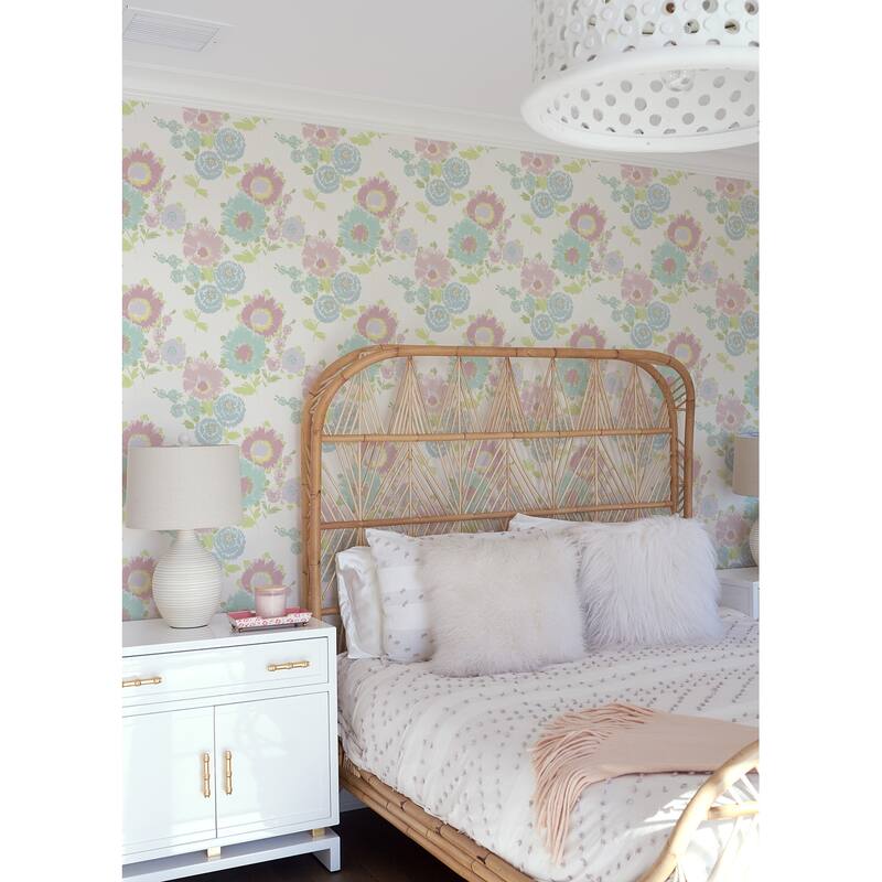 A-Street Prints Essie Pastel Painterly Floral Wallpaper