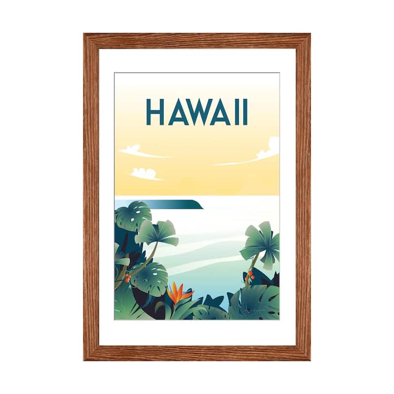 iCanvas "Hawaii" by Omar Escalante - Walnut - 24x16x1