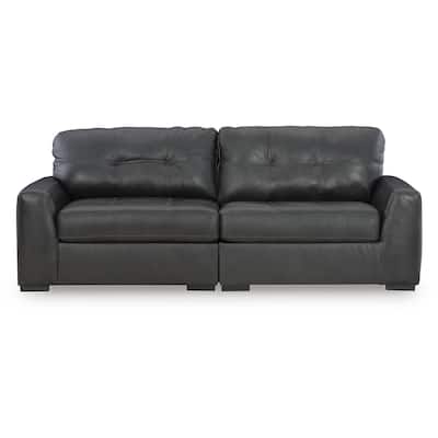 Signature Design by Ashley Brindley Pier Black 2-Piece Sectional Loveseat - 96"W x 39"D x 40"H
