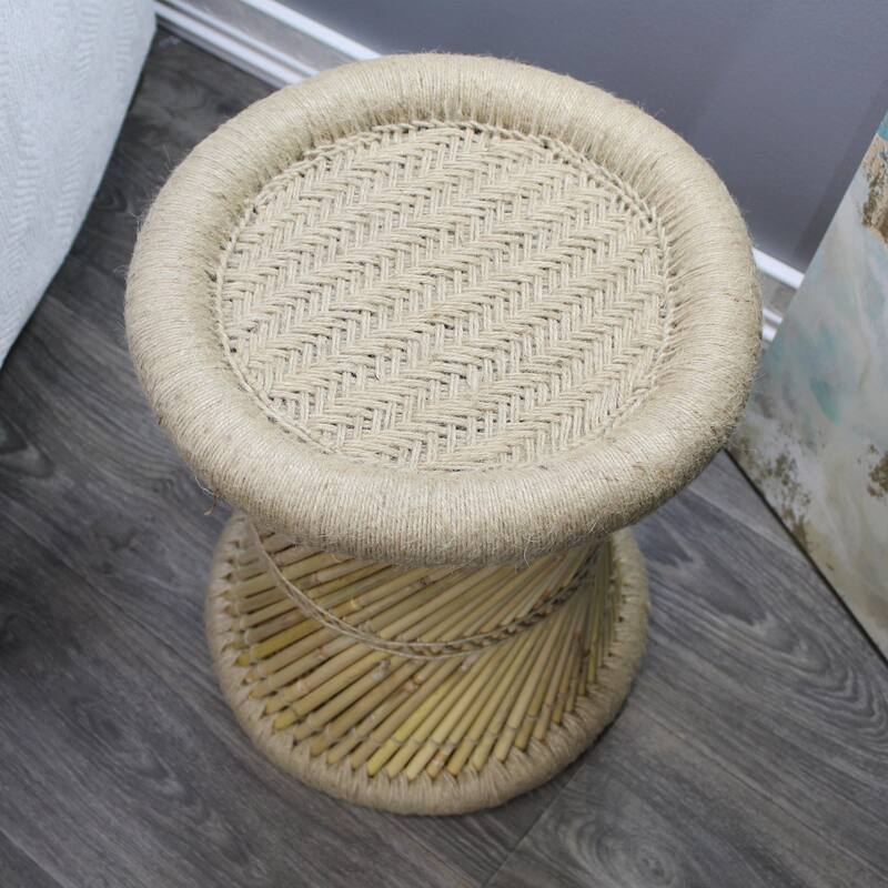 Natural Geo Moray Decorative Handwoven Jute Accent Stool