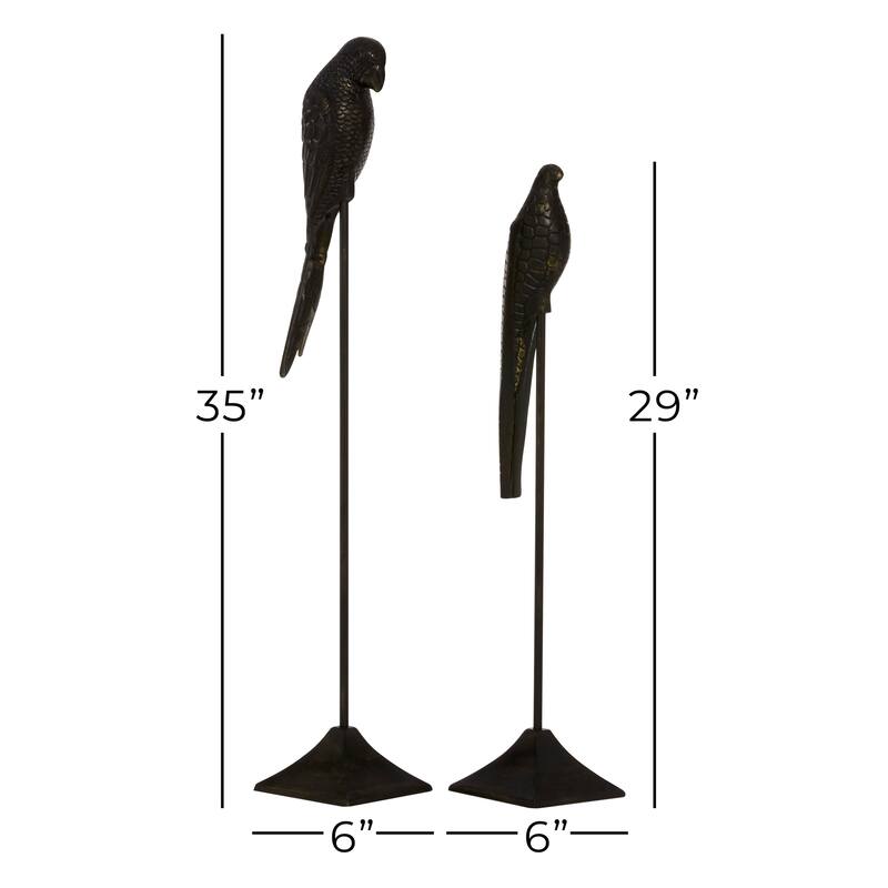 Black Aluminum Metal Bird Decorative Sculpture (Set of 2) - S/2 29", 35"H