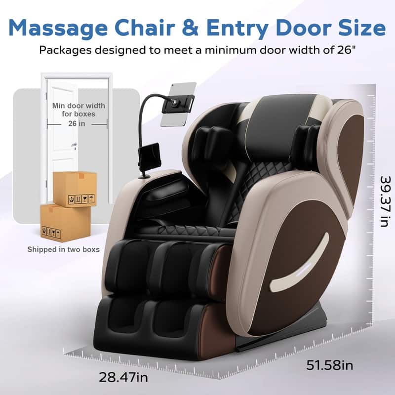 Luxury Zero Gravity Full-Body Massage Chair with Heating, Bluetooth Audio, and Foot Rollers - Home Relaxation Recliner