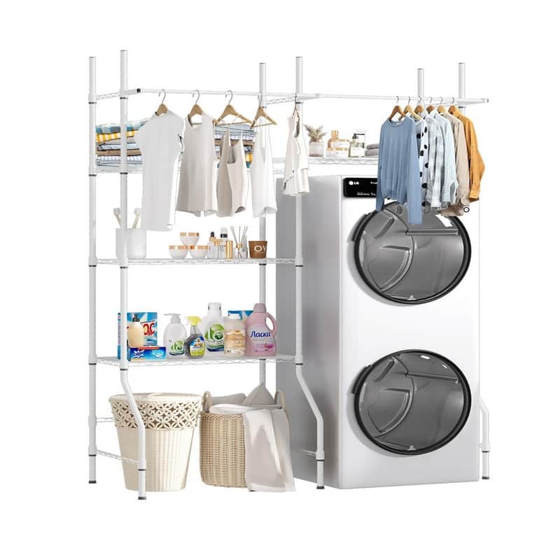 Over The Washer and Dryer Storage Shelf - 21.3"D x 65.4"W x 77.2"H - White L - 21.3"D x 65.4"W x 77.2"H