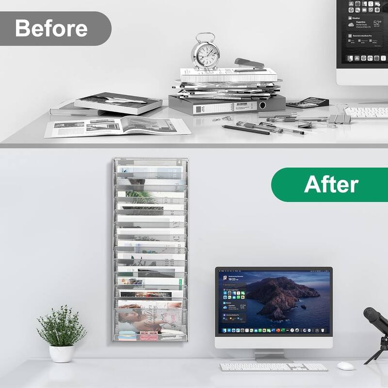 Hanging Wall File Holder, Paper Storage Organizer