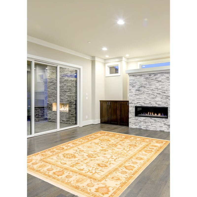 ECARPETGALLERY Hand-knotted Peshawar Oushak Ivory Wool Rug - 9'0 x 12'7