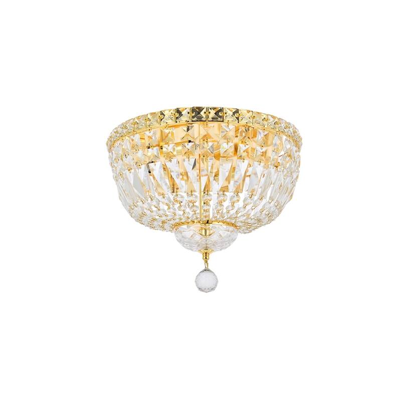 Elegant Lighting 4-light Gold 14-inch Royal Cut Crystal Clear Flush Mount