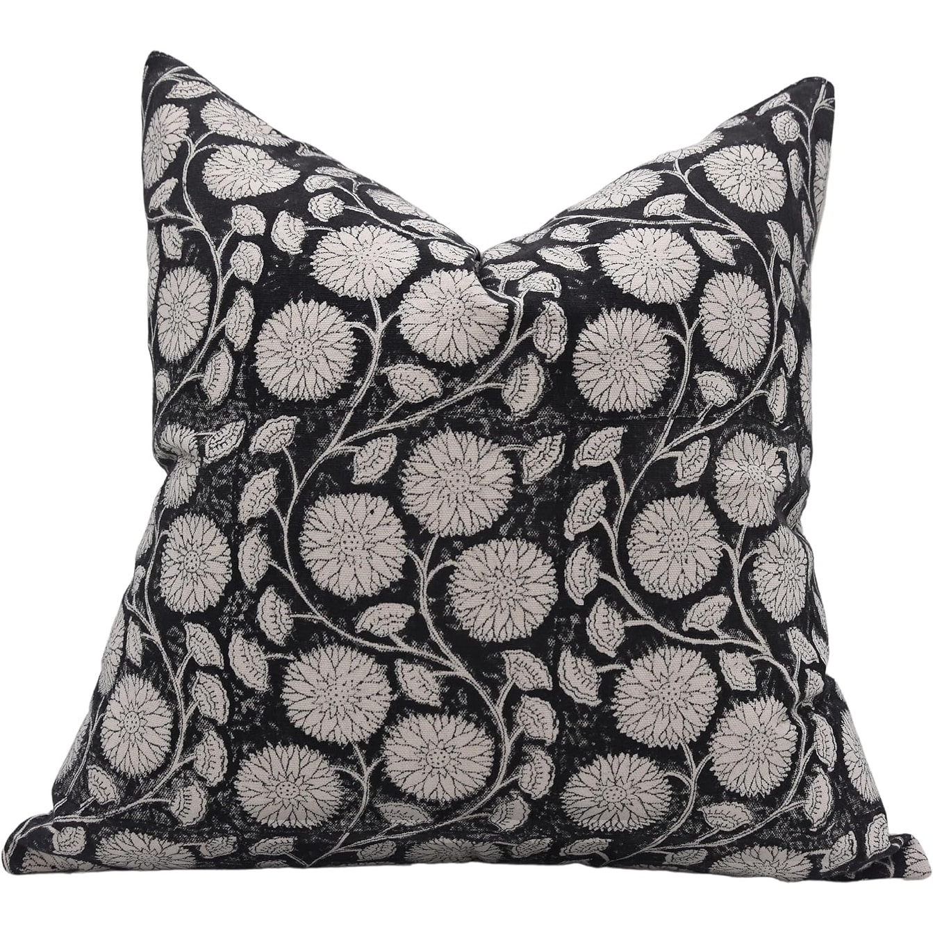 Fabdivine Cotton Black Block Print Pillow Cover Bed Accent Farmhouse, Sudarshan Jaal