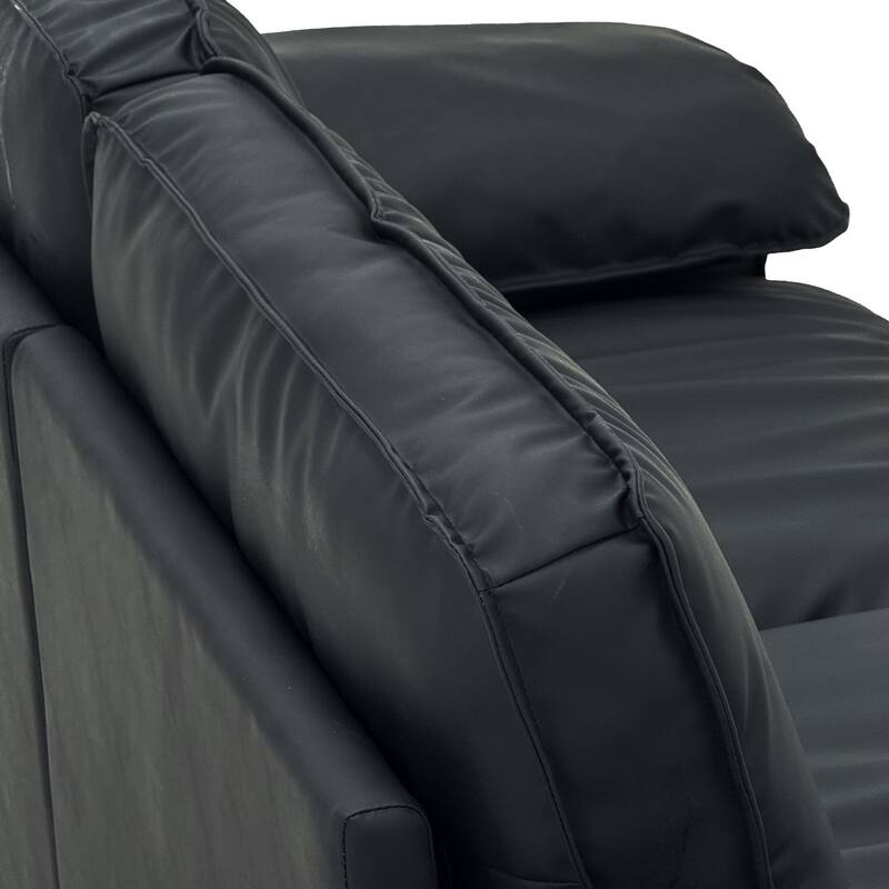 Leather Compact Sofa Couch with Hidden Storage, Minimalist 2-Seater Loveseat Sofa Couch with Pillow Armrests