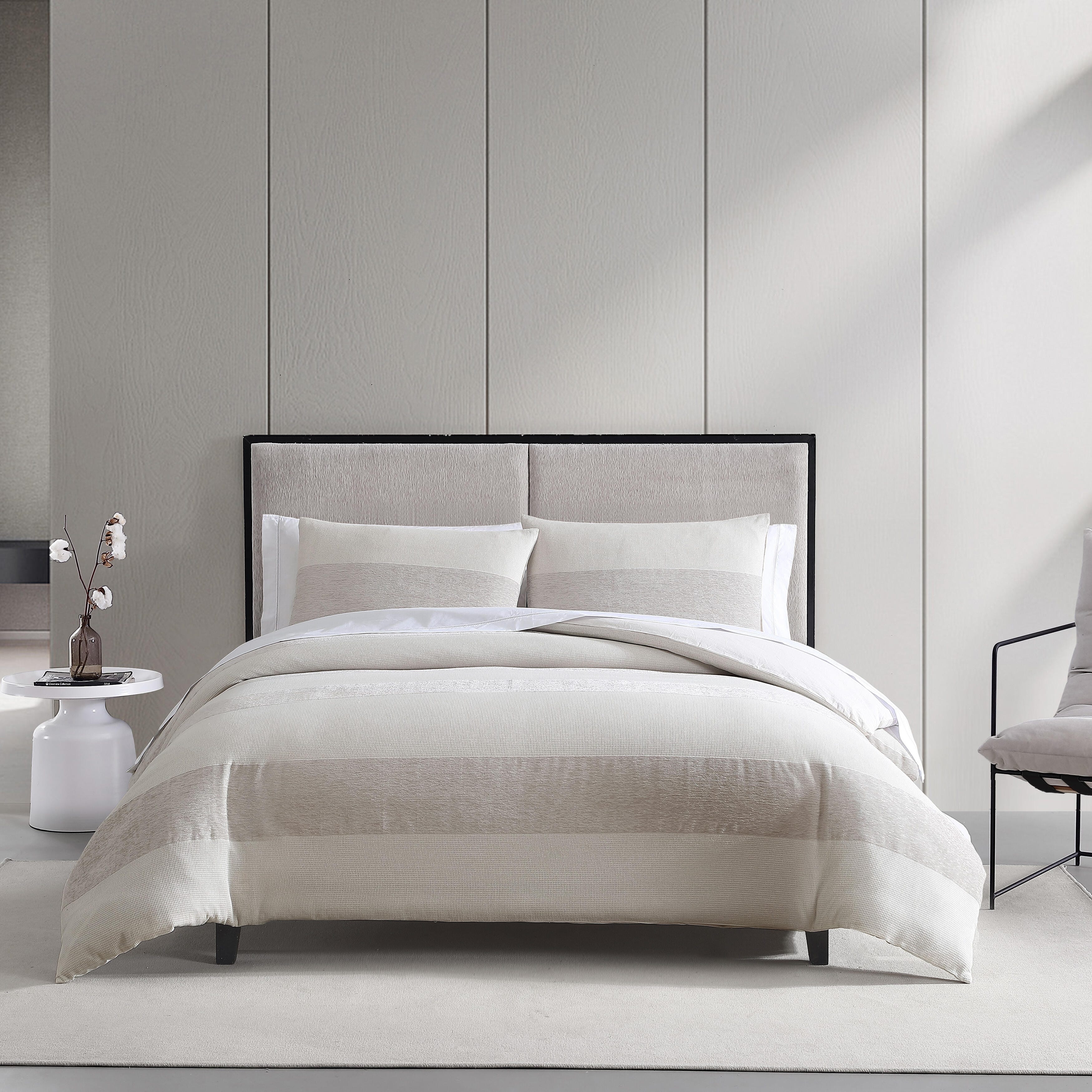 Vera Wang Chenille Waffle Stripe Beige Comforter Set