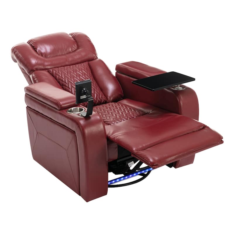 Power Recliner Chair with 270° Swivel, Tray, USB & Cup Holders