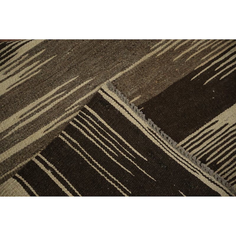 Hand Woven Oriental 100% Wool Carpet Southwestern Modern Beige & Ivories Kilim Area Rug - 8' 9'' X 6' 0''